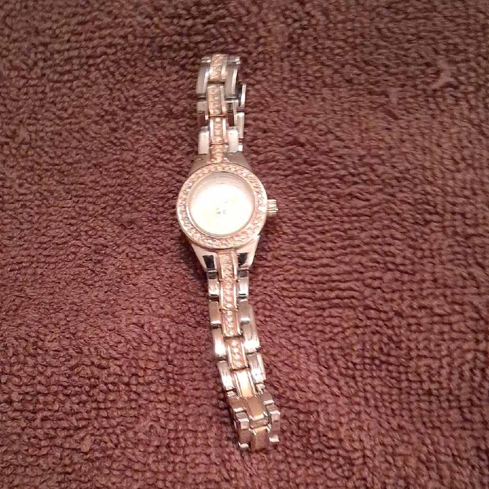 Source Unknown Silver Women's Watch with Crystal Accents